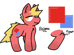 Size: 2732x2048 | Tagged: safe, artist:nitrox, oc, oc only, oc:pixelbrix, earth pony, pony, chest fluff, colored, cutie mark, earth pony oc, flat colors, leg fluff, male, orange eyes, reference sheet, sideview, simple background, smiling, solo, stallion, stallion oc, transparent background