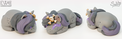 Size: 2000x645 | Tagged: safe, artist:ewc workshop, artist:sunny way, oc, oc:sunset skull, earth pony, pony, g4, 3d print, bone, bun, buns, craft, cute, ewc workshop, female, figurine, happy, irl, little buns, painting, photo, sculpture, skull, solo, statue