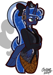 Size: 1240x1754 | Tagged: safe, artist:chiefywiffy, princess luna, alicorn, anthro, g4, clothes, dress, female, jewelry, kebaya, mare, regalia, simple background, solo, white background