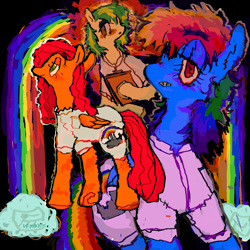 Size: 4000x4000 | Tagged: safe, artist:vemrill, rainbow dash, oc, oc:wooden toaster, pegasus, pony, fanfic:rainbow factory, g4, fanfic art, rainbow