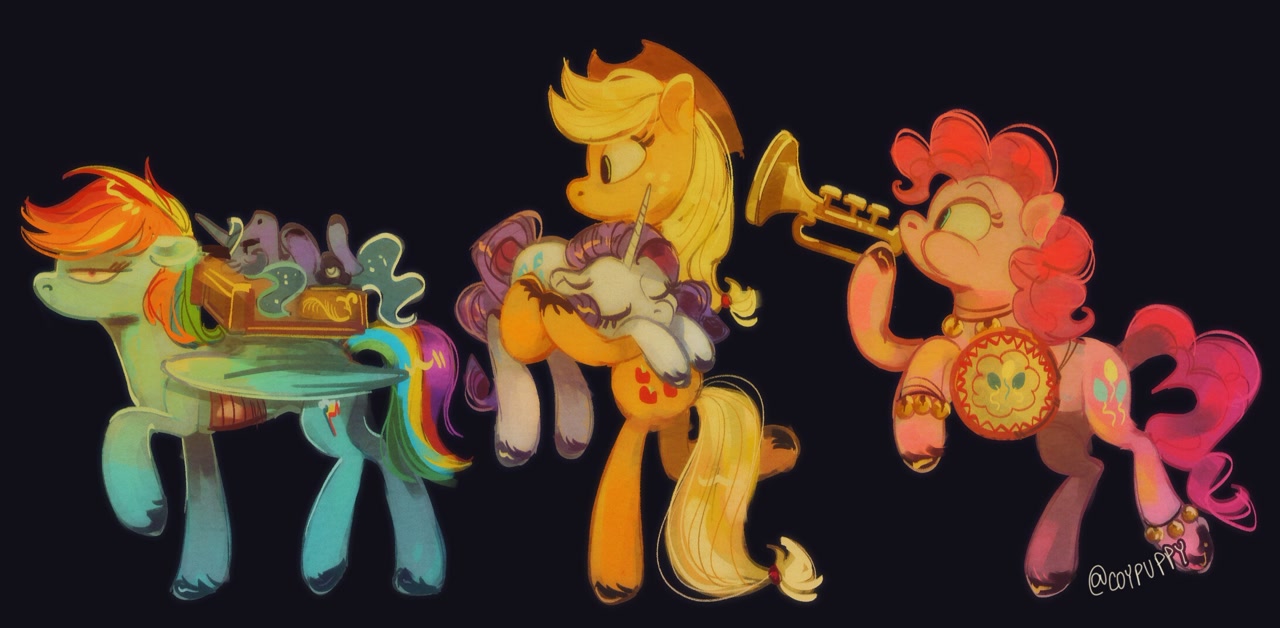 #3456903 - safe, artist:coypuppy, applejack, pinkie pie, princess luna ...