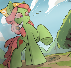 Size: 3056x2952 | Tagged: safe, artist:macromousie, tree hugger, oc, oc:anon, earth pony, pony, g4, accident, crush fetish, crushed, drugs, female, fetish, giant earth pony, giant pony, high, hoofprint, joint, macro, mare, marijuana, oops, raised hoof, smoke, smoking, stoned, underhoof