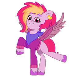 Size: 1200x1200 | Tagged: safe, artist:prixy05, oc, oc only, oc:velvet volt, pegasus, pony, g5, my little pony: tell your tale, bandana, clothes, ear piercing, earring, female, jewelry, mare, piercing, simple background, solo, sweater, transparent background, vector