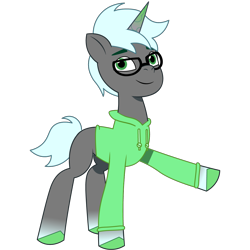 Size: 1200x1200 | Tagged: safe, artist:prixy05, oc, oc only, oc:tired af, pony, unicorn, g5, my little pony: tell your tale, clothes, glasses, hoodie, horn, male, simple background, solo, stallion, transparent background, vector