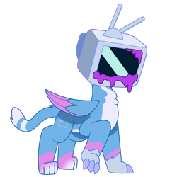 Size: 1200x1200 | Tagged: safe, artist:prixy05, oc, oc only, oc:telly vision, griffon, g5, my little pony: tell your tale, male, simple background, slime, solo, transparent background, tv head, vector