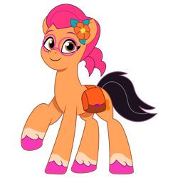 Size: 1200x1200 | Tagged: safe, artist:prixy05, oc, oc only, oc:orange flower, earth pony, pony, g5, my little pony: tell your tale, bag, female, floral head wreath, flower, glasses, mare, simple background, solo, transparent background, vector