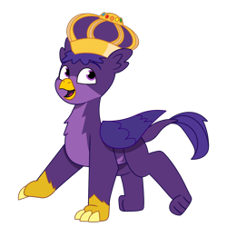 Size: 1200x1200 | Tagged: safe, artist:prixy05, oc, oc only, oc:king siamo, griffon, g5, my little pony: tell your tale, crown, griffon oc, jewelry, male, regalia, simple background, solo, transparent background, vector