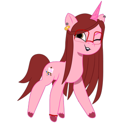 Size: 1200x1200 | Tagged: safe, artist:prixy05, oc, oc only, oc:kelly chan, pony, unicorn, g5, my little pony: tell your tale, ear piercing, earring, female, glasses, horn, jewelry, mare, piercing, simple background, solo, transparent background, vector