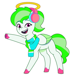 Size: 1200x1200 | Tagged: safe, artist:prixy05, oc, oc only, oc:green forest, pegasus, pony, g5, my little pony: tell your tale, clothes, earmuffs, female, halo, mare, scarf, simple background, solo, transparent background, vector