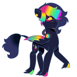 Size: 1200x1200 | Tagged: safe, artist:prixy05, oc, oc only, oc:dj axel neon, pegasus, pony, g5, my little pony: tell your tale, colored sclera, concave belly, headphones, leonine tail, male, multicolored hair, rainbow hair, simple background, solo, stallion, tail, thin, transparent background, vector