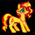 Size: 2048x2048 | Tagged: safe, artist:vemrill, sunset shimmer, pony, unicorn, g4, black background, crying, female, horn, mare, red mane, simple background, solo, tail, yellow coat, yellow mane, yellow tail