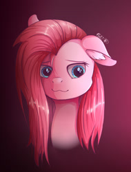 Size: 1280x1684 | Tagged: safe, artist:xflutt, pinkie pie, earth pony, pony, g4, 2019, female, gradient background, mare, old art, one ear down, pinkamena diane pie, solo