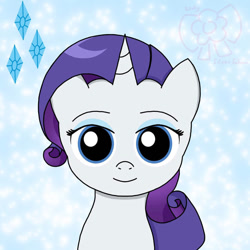 Size: 894x894 | Tagged: safe, artist:totallysilversakura, rarity, pony, unicorn, g4, cutie mark, female, horn, looking at you, mare, smiling, smiling at you, solo, staring into your soul