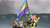 Size: 3840x2160 | Tagged: safe, artist:potatoes, part of a set, earth pony, pegasus, pony, unicorn, equestria at war mod, flag, horn, outdoors, ponified