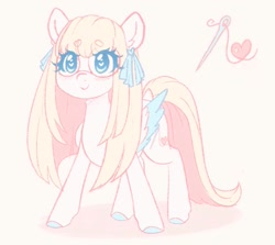 Size: 1451x1296 | Tagged: safe, artist:fluffymaiden, oc, oc only, oc:patchwork plush, pegasus, pony, colored wings, female, glasses, mare, round glasses, simple background, solo, two toned wings, white background, wings