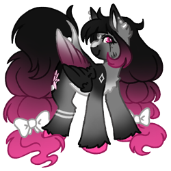 Size: 1000x1000 | Tagged: safe, artist:kazmuun, oc, oc only, oc:shade peony, pegasus, pony, big mane, big tail, blush lines, blushing, bow, braid, braided ponytail, braided tail, chest fluff, chibi, coat markings, colored, colored hooves, colored lineart, colored muzzle, colored pinnae, colored pupils, colored tail, colored wings, colored wingtips, countershading, dark muzzle, ear fluff, ear piercing, earring, eye markings, eyelashes, facial markings, female, female oc, flat colors, folded wings, gradient coat, gradient ears, gradient legs, gradient wingtips, gray blush, gray coat, gray wings, hair accessory, hair bow, hooves, jewelry, leg markings, leg stripes, leonine tail, long mane, long tail, looking back, magenta pupils, mane accessory, mare, mare oc, multicolored wings, pale belly, pegasus oc, piercing, pink eyes, pink hooves, pink pupils, pink wingtips, ponysona, ponytail, profile, signature, simple background, smiling, snip (coat marking), solo, standing, star (coat marking), stripes, tail, tail accessory, tail bow, tail markings, transparent background, turned head, two toned mane, two toned tail, unshorn fetlocks, white blly, white bow, white wingtips, wings