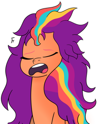 Size: 2593x3254 | Tagged: safe, artist:frownfactory, sunny starscout, earth pony, g5, my little pony: tell your tale, eyes closed, mane stripe sunny, messy mane, messy mane sunny starscout, open mouth, simple background, solo, transparent background