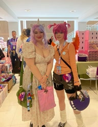 Size: 2253x2933 | Tagged: safe, scootaloo, sweetie belle, human, uk ponycon, g4, clothes, convention, converse, cosplay, costume, helmet, horn, horned humanization, humanized, indoors, irl, irl human, photo, ponycon, shoes, winged humanization, wings