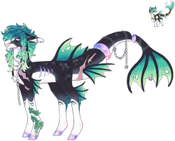 Size: 3612x2902 | Tagged: safe, artist:sleepy-nova, artist:unknown-artist99, oc, oc only, oc:kai, merpony, original species, pony, shark, shark pony, beanbrows, big ears, black coat, blank flank, blaze (coat marking), blue eyes, body scar, candy gore, chains, chest fluff, coat markings, colored belly, colored hooves, colored muzzle, colored pinnae, colored pupils, contest entry, ear piercing, eye scar, eyebrows, eyebrows visible through hair, facial markings, facial scar, fangs, fins, fish tail, floppy ears, gills, gore, gradient hooves, gradient mane, gradient tail, green mane, green tail, hair accessory, hooves, industrial piercing, lacrimal caruncle, leaves, leaves in hair, leg markings, leg scar, long legs, long mane male, looking back, male, male oc, mane accessory, oc redesign, pale belly, pale muzzle, piercing, profile, purple pupils, scar, seaweed, shark tail, shiny hooves, simple background, smiling, socks (coat markings), solo, spots, stallion, stallion oc, standing, star mark, stars, tail, tail fins, tail scar, thick tail, toyhouse watermark, transparent background, wall of tags, watermark