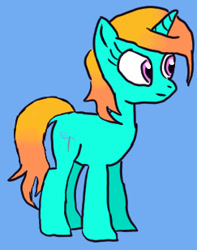 Size: 243x308 | Tagged: safe, artist:l.scratch, oc, oc only, oc:lightning scratch, unicorn, blue background, female, horn, mare, simple background, solo