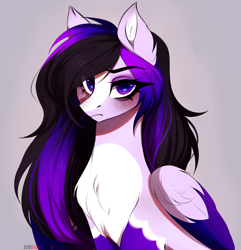 Size: 4039x4192 | Tagged: safe, artist:krissstudios, oc, pegasus, pony, absurd resolution, bust, chest fluff, female, mare, simple background, solo, two toned mane