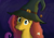 Size: 3508x2480 | Tagged: safe, artist:illagain, fluttershy, g4, hat, looking at you, night, smiling, solo, witch hat