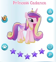 Size: 632x702 | Tagged: safe, gameloft, princess cadance, alicorn, pony, g4, solo, stars