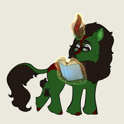 Size: 828x828 | Tagged: safe, artist:miyalaflordorada, oc, oc only, oc:leaf whisper, kirin, book, glasses, kirin oc, magic, ponysona, reading, solo, telekinesis