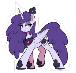 Size: 2951x2810 | Tagged: safe, artist:thebatfang, oc, oc only, alicorn, pony, mare fair, alicorn oc, crown, eyeshadow, folded wings, hoof shoes, horn, jewelry, lidded eyes, makeup, peytral, pink eyes, queen of clubs, regalia, simple background, solo, transparent background, walking, wings