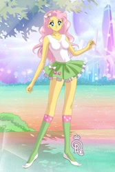 Size: 400x600 | Tagged: safe, fluttershy, equestria girls, g4, clothes, female, outdoors, sailor moon (series), sailor senshi maker, skirt, solo