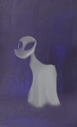 Size: 681x1122 | Tagged: safe, artist:drone3873, derpibooru exclusive, oc, oc only, changeling, ghost, ghost pony, undead, clothes, costume, drone, halloween, halloween costume, holiday, nightmare night, solo