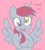 Size: 1181x1303 | Tagged: safe, artist:leopardsnaps, ski doo, pegasus, pony, g4, alternate mane color, blushing, cross-eyed, dialogue, hair dye, looking at you, open mouth, playing with hair, red background, red mane, simple background, smiling, smiling at you, solo, spread wings, talking to viewer, wings