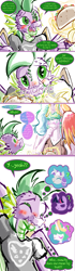 Size: 1025x3636 | Tagged: safe, artist:frist44, philomena, princess celestia, spike, twilight sparkle, twilight velvet, alicorn, dragon, phoenix, anthro, comic:my summer with celestia, g4, big breasts, blushing, breakfast, breasts, comic, food, fruit, grooming, implied bisexual, magic, older, preening, taco, wings