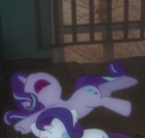 Size: 203x194 | Tagged: safe, edit, edited screencap, screencap, rarity, starlight glimmer, pony, unicorn, g4, cropped, duo, horn, irl, photo, picture for breezies, sleeping