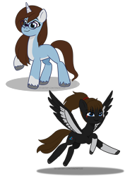 Size: 2893x4092 | Tagged: safe, artist:zsnowfilez, oc, oc only, oc:delta serpentis, oc:snowy, pegasus, pony, unicorn, g5, duo, female, glasses, horn, mare, simple background, transparent background