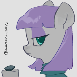 Size: 4096x4096 | Tagged: safe, artist:metaruscarlet, boulder (g4), maud pie, earth pony, pony, g4, clothes, gray background, looking at you, raised hoof, simple background, solo