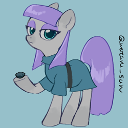 Size: 4096x4096 | Tagged: safe, artist:metaruscarlet, boulder (g4), maud pie, earth pony, pony, g4, clothes, looking at you, raised hoof, simple background, solo