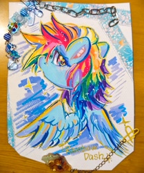 Size: 2568x3072 | Tagged: safe, artist:黎珺不能究物理, rainbow dash, g4, marker drawing, traditional art