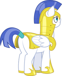 Size: 667x817 | Tagged: safe, pegasus, pony, g4, official, leak, .svg available, armor, butt, guardbutt, male, my little pony adventures, plot, rear view, royal guard, simple background, solo, stallion, transparent background, vector, white coat