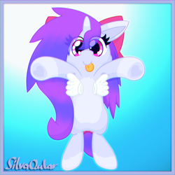 Size: 4000x4000 | Tagged: safe, artist:silvaqular, oc, oc only, oc:qular, cat, pony, unicorn, :p, adorable face, behaving like a cat, bow, chest fluff, clothes, cute, disembodied hand, ear fluff, eye clipping through hair, fluffy, gloves, gradient hair, gradient mane, hair bow, hand, held up, hoof heart, horn, long mane, pink eyes, pink pupils, solo, tail, tail bow, tongue out, underhoof