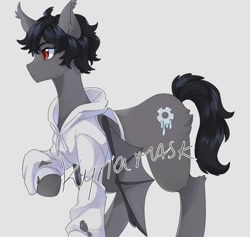 Size: 828x785 | Tagged: safe, artist:kyriamask, oc, oc only, oc:frozen gear, bat pony, bat pony oc, clothes, commission, hoodie, solo