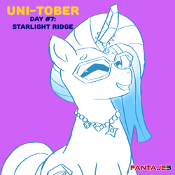 Size: 1080x1080 | Tagged: safe, artist:fantaje3, comet (g5), auroricorn, pony, g5, eyes closed, jewelry, male, necklace, smiling, stallion, unitober 2024