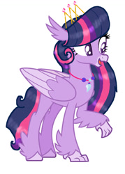 Size: 828x1159 | Tagged: safe, artist:daydreamsunset23, twilight sparkle, classical hippogriff, hippogriff, g4, base used, classical hippogriffied, colored wings, crown, female, folded wings, hippo sparkle, hippogriffied, jewelry, necklace, open mouth, open smile, regalia, simple background, smiling, solo, species swap, white background, wings