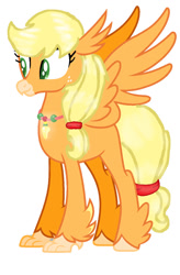 Size: 784x1192 | Tagged: safe, artist:daydreamsunset23, applejack, classical hippogriff, hippogriff, g4, applegriff, base used, classical hippogriffied, female, freckles, hairband, hippogriffied, jewelry, necklace, smiling, solo, species swap, spread wings, wings