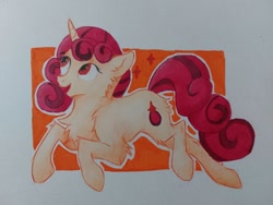 Size: 1280x960 | Tagged: artist needed, source needed, safe, oc, oc:stellar blossom, pony, unicorn, female, hair, horn, simple background, solo, traditional art