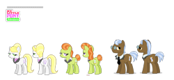 Size: 1686x780 | Tagged: safe, dainty dove, dane tee dove, justah bill, lady justice, swift justice, tall order, earth pony, pony, g4, official, leak, .svg available, concept art, female, incidental pony, male, mare, my little pony adventures, simple background, smiling, stallion, transparent background, trio, vector