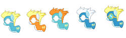 Size: 2350x720 | Tagged: safe, fleetfoot, sun chaser, surprise (g4), pony, g4, official, leak, alternate color palette, clothes, concept art, my little pony adventures, simple background, sketch, transparent background, uniform, wonderbolts uniform