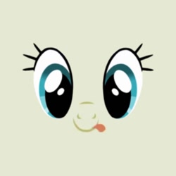 Size: 1080x1080 | Tagged: safe, edit, edited screencap, editor:marefieber, screencap, bon bon, sweetie drops, earth pony, pony, applebuck season, g4, my little pony: friendship is magic, season 1, beige background, blue eyes, face only, female, mare, simple background, smiling, solo, tongue out