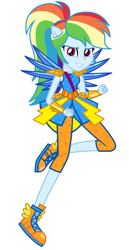 Size: 1024x1992 | Tagged: safe, artist:mixiepie, color edit, edit, editor:amadondawn, rainbow dash, human, equestria girls, g4, colored, crystal guardian, crystal wings, female, shoes, simple background, sneakers, solo, white background, wings