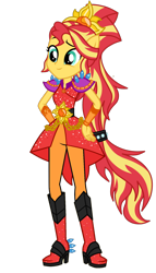 Size: 1024x1792 | Tagged: safe, artist:mixiepie, color edit, edit, editor:amadondawn, sunset shimmer, human, equestria girls, g4, boots, colored, crystal guardian, female, high heel boots, shoes, simple background, solo, transparent background